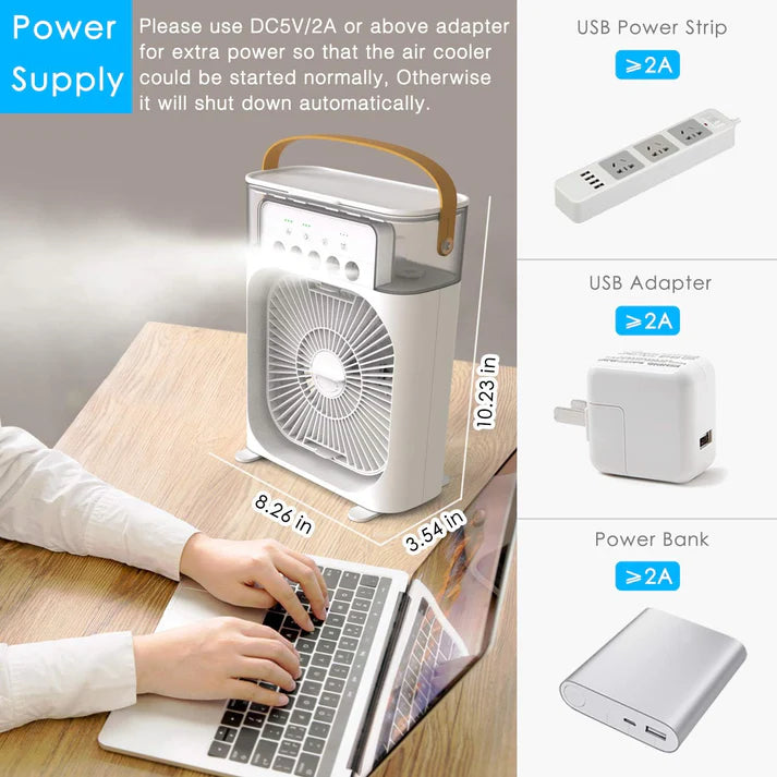 FrostFlow™ – Portable Mist Fan & Air Cooler
